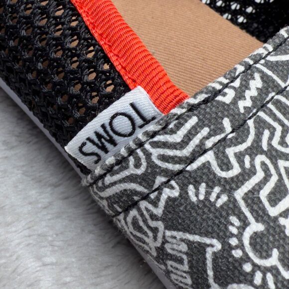 Toms Keith Haring Chalkboard Mesh Slip On Classic Flats Womens Size 7 - Picture 9 of 14